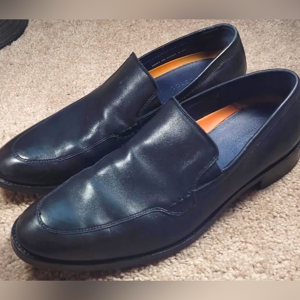 Black Leather Slip On Loafers by Cole Haan